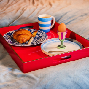 Red square decorative display serving tray