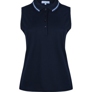 The Navy Tennis and Padel Sleeveless Polo with Ric Rac Detail