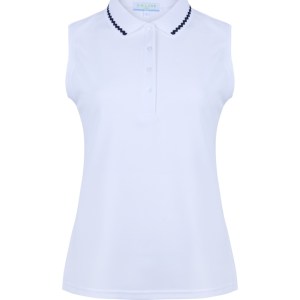 White Sleeveless Tennis and Padel Polo with Ric Rac Detail