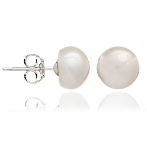 Margarita white button cultured freshwater pearl stud earrings