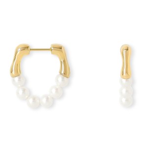 Credo gold plated sterling silver bamboo hoops with cultured freshwater pearls