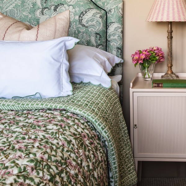 Green and Pink Floral Quilt