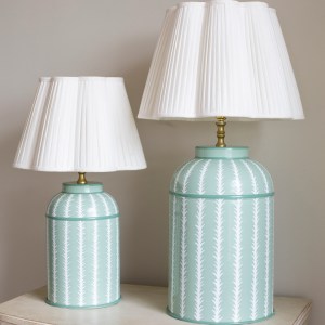 Green fern toleware lamp base - large and small