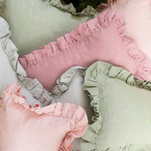 Striped ruffle cushions in square and oblong
