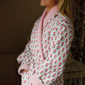 Quilted Pink Daisy Dressing Gown