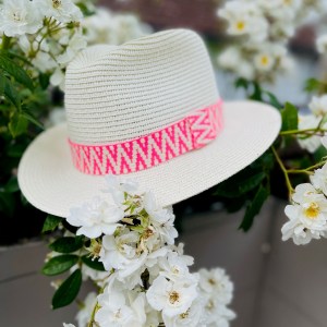 Summer Fedora with neon pink band