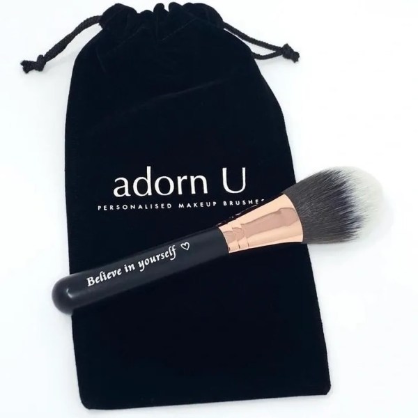 Elegant Engraved -Personalised Powder Makeup Brush in velvet pouch