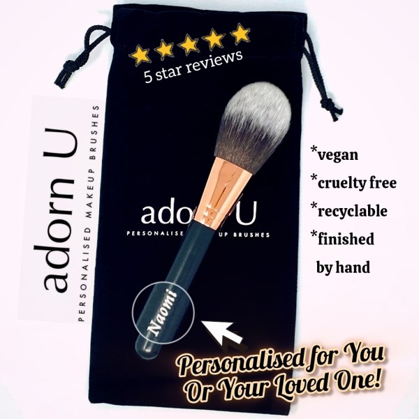 'The Big One' Engraved Makeup Powder Brush in elegant velvet pouch