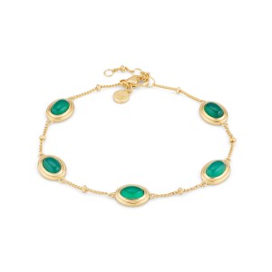 Green Agate Gemstone Gold Bracelet