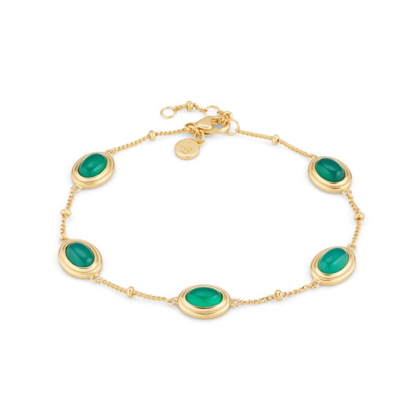 Green Agate Gemstone Gold Bracelet