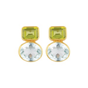 Cara Earrings Peridot and Blue Topaz