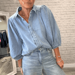 Puff Sleeve Denim Shacket