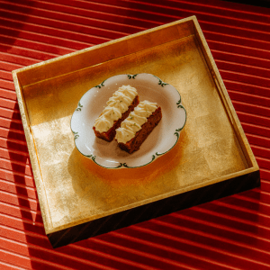 Gold metallic square decorative display serving tray