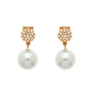 Gold Crystal & Pearl Clip Earrings