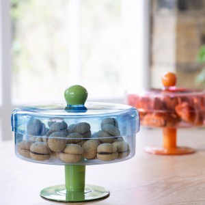 Blue glass storage jar