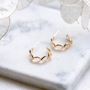 Rose Quartz Hoops