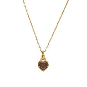 Garnet Hand in Heart Gold Vermeil Charm Necklace on Multi-Use Heart Connector Chain, Claire Hill Designs