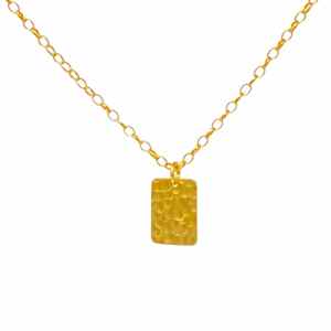 Rectangular Tag Gold Vermeil Sterling Silver Necklace