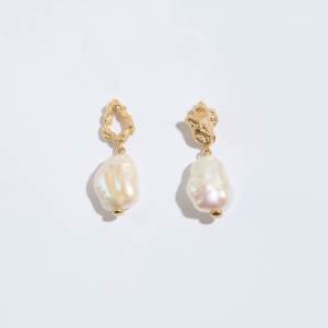 Pearl Gold Vermeil Lichen Drop Earrings
