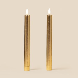 Golden Hour Fabric Wrapped LED Wax Taper Candles