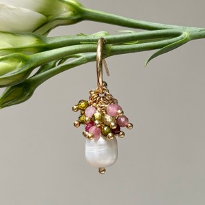 Autumn Berry Mini Hoop Earrings With Ibiza Pearl