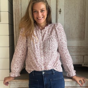 Cotton floral cheesecloth shirt