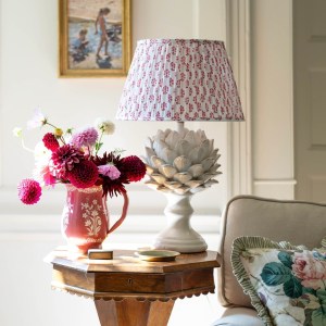 Pink Daphne Handblocked Gathered Lampshade