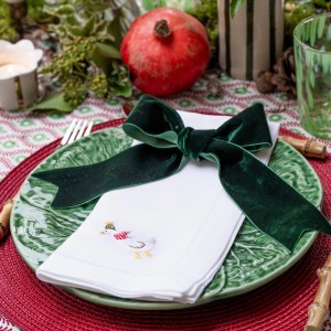 Christmas Goose Embroidered Napkins (Set of 2)