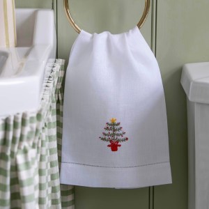 Naive Christmas Tree Embroidered Hand Towel