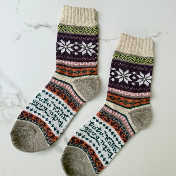 Fair Isle Wool Socks -Cream