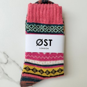 Fair Isle Wool Socks -Pink