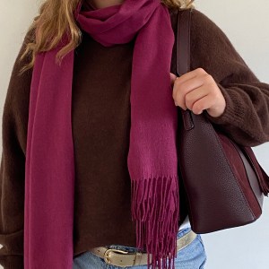Cashmere mix long scarf with tassel edge (various colours)