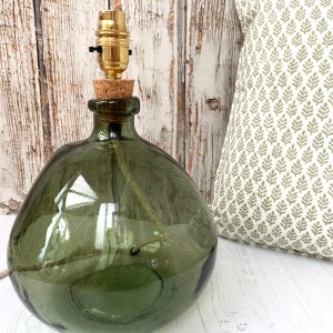 Recycled Glass Lamp Base in Juniper Green