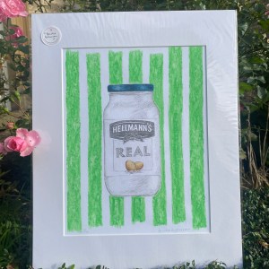 Mayonnaise stripy hand finished print