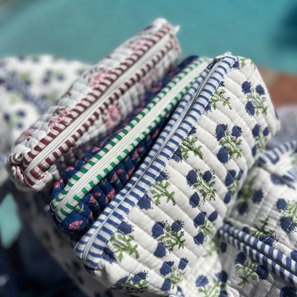 Block print make up bag / pencil case