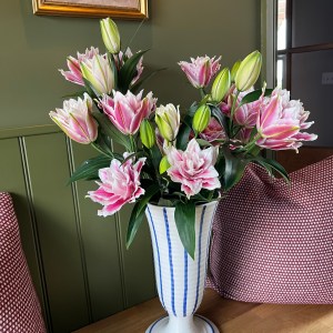 Large Blue and white striped vase