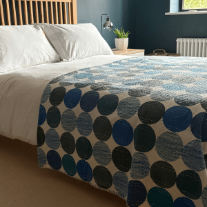 Blue Circles Cotton Kantha Quilt