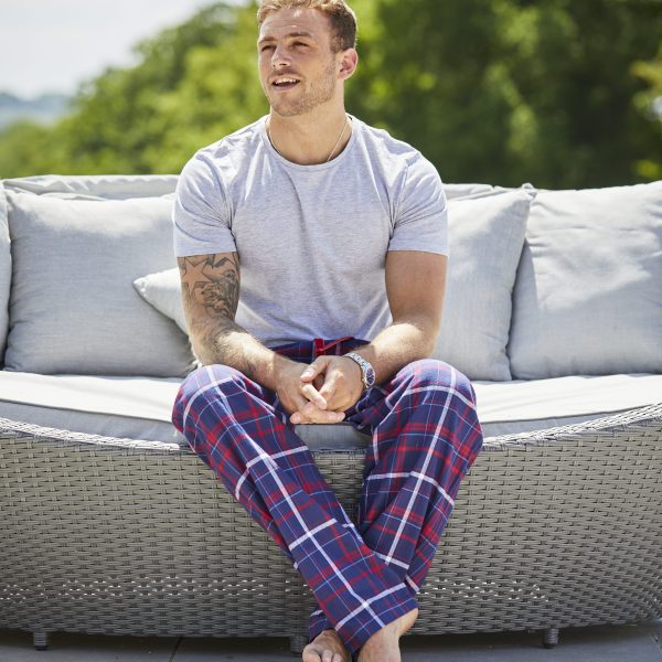 Organic Brushed Cotton Loungewear Trousers- Pants Navy And Red