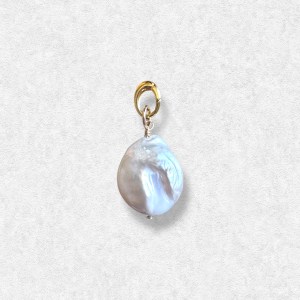 Coin Pearl Pendant with Spring Clasp