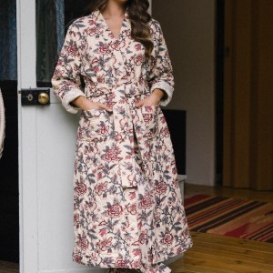 Quilted Dressing Gown - Vintage Rose
