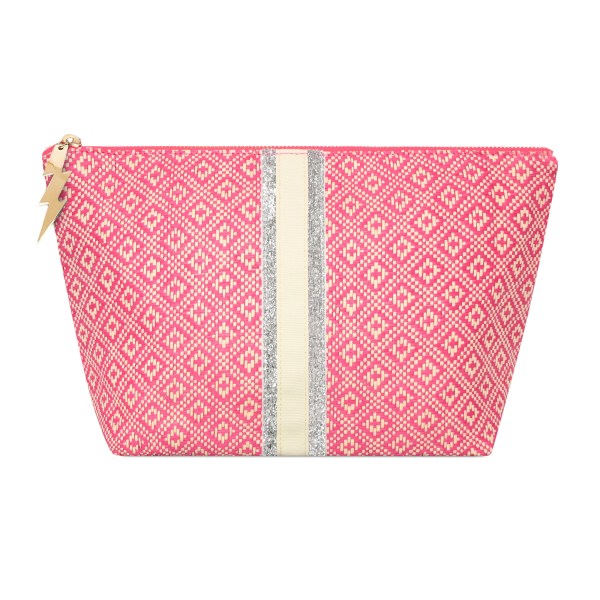 Large Pink Woven Diamond Bag Pouch Washbag