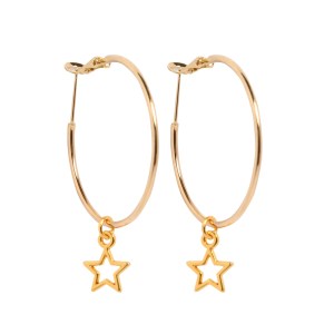 Star Outline Medium Hoop Earrings - Gold