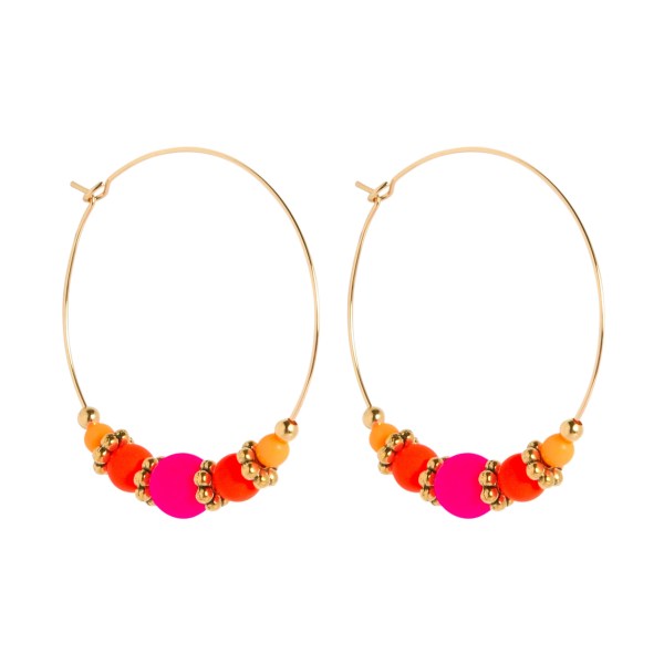Neon Beaded Fine Gold Cirque Hoops