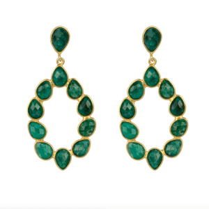 Baia Drop Earrings Emerald Green