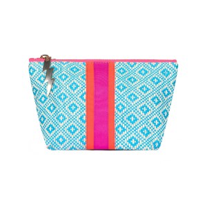 Small Turquoise Diamond Weave Makeup Bag Pouch