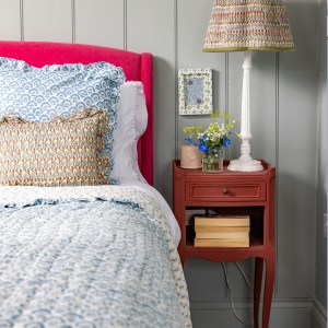 Jennie Handmade Block Print Cotton Quilt in Pale Blue