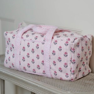 Pink Bloom Handblocked Weekend Bag