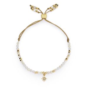 Una Gold & Rainbow Moonstone Mix Gemstone Bracelet on white background