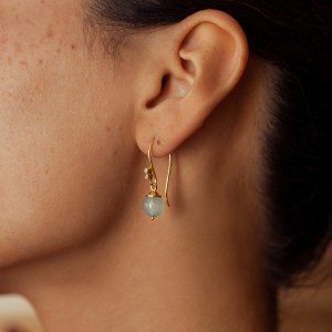 Isabella Hook Earrings Gold -Aqua Chalcedony