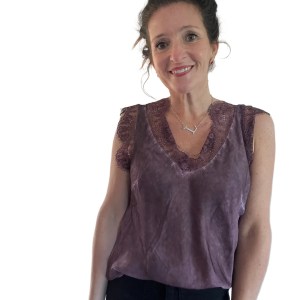 Plum Double Lace Satin Cami